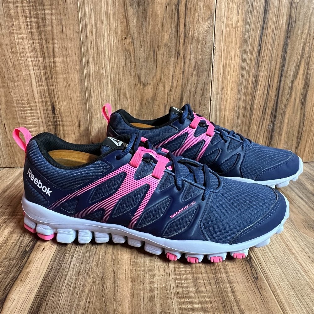 Reebok RealFlex Train 4.0 Womens Running Shoes Blue Pink AR3055 EUC Size 8.5